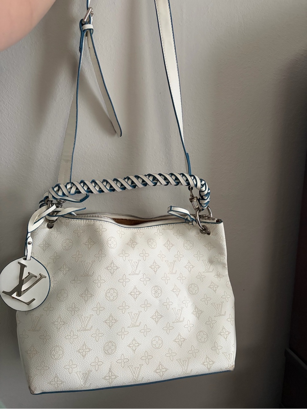 White Monogram Canvas Shoulder Bag